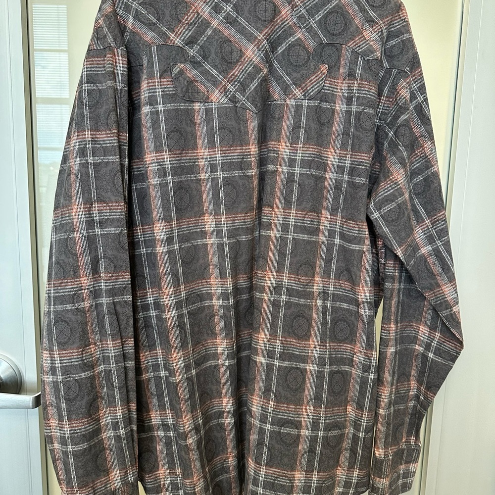 Wrangler Retro Western Wear Snap Button Long Sleeve Shirt Size XXL Gray & Red - Picture 5 of 7